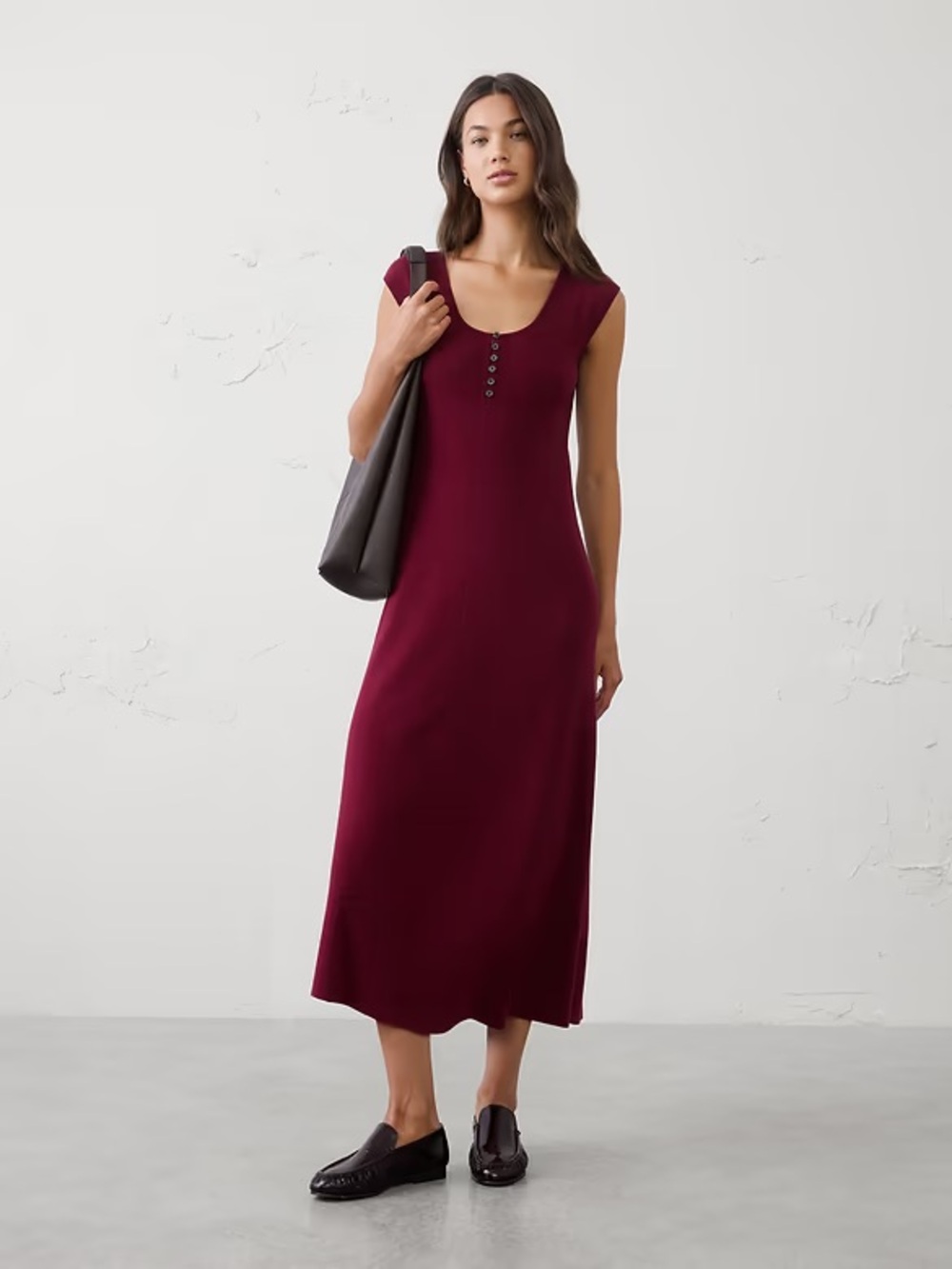 Banana Republic Cotton Ribbed Midi Sweater Dress